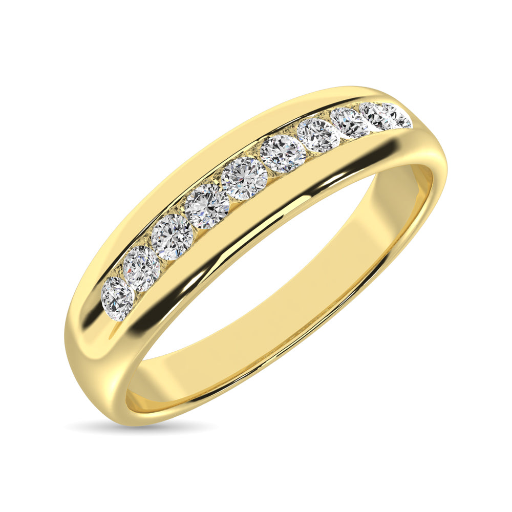 Oro amarillo de 14 quilates de 1/4 qt.Tw. Banda de m√°quina de diamante para hombre