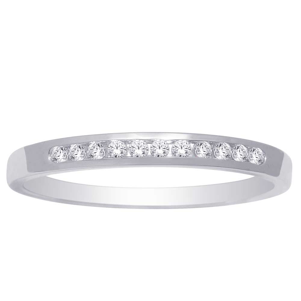 Banda de M√°quina para Mujer con Diamantes de 1/10 qt en Oro Blanco de 14k