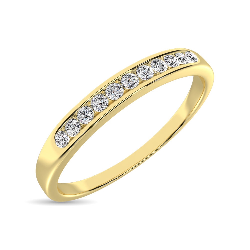 Oro amarillo de 14 quilates de 3/4 quilates total. Banda de m√°quina de diamantes para mujer