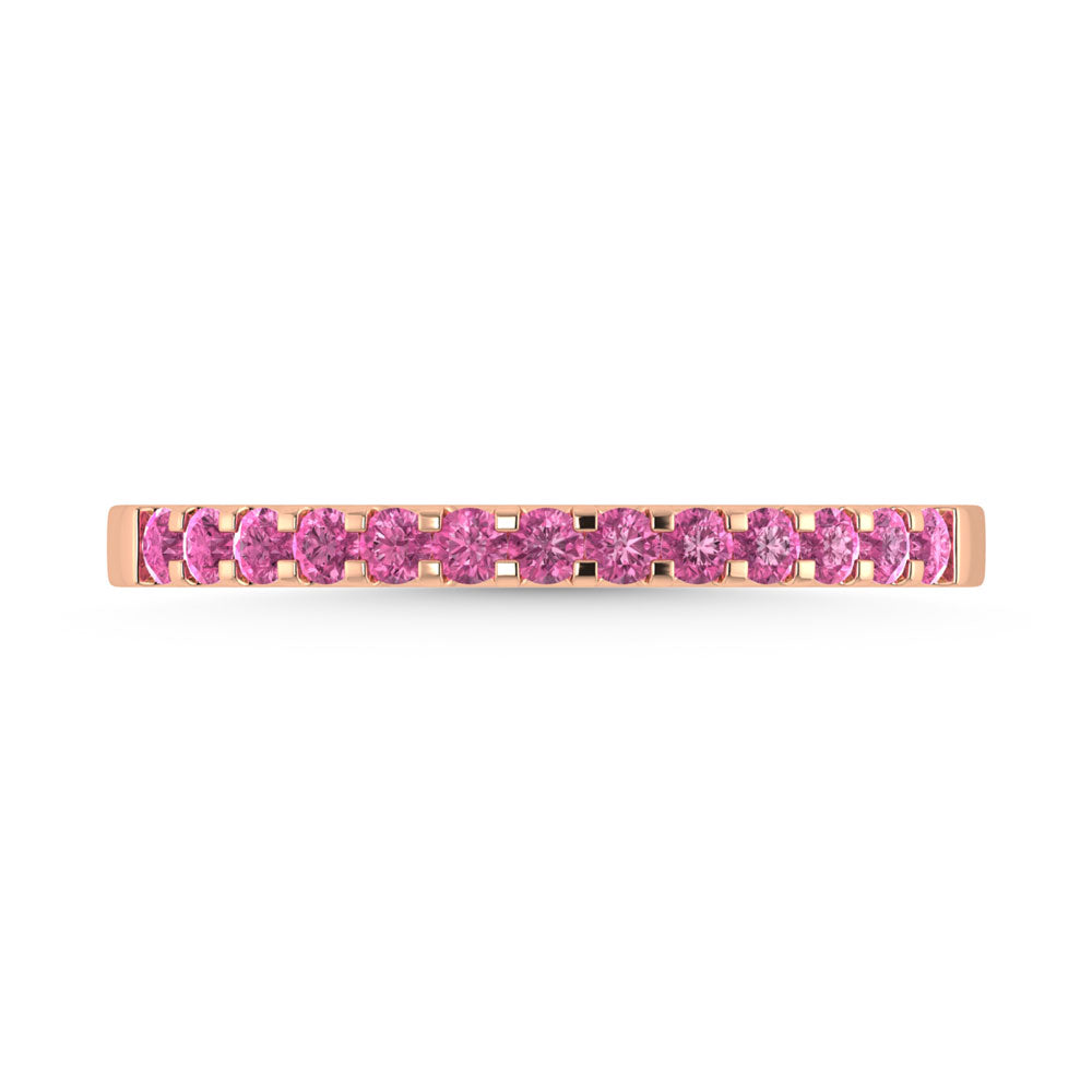 Banda de M√°quina con Diamantes y Zafiro Rosa de 1/4 qt en Oro Rosa de 14k