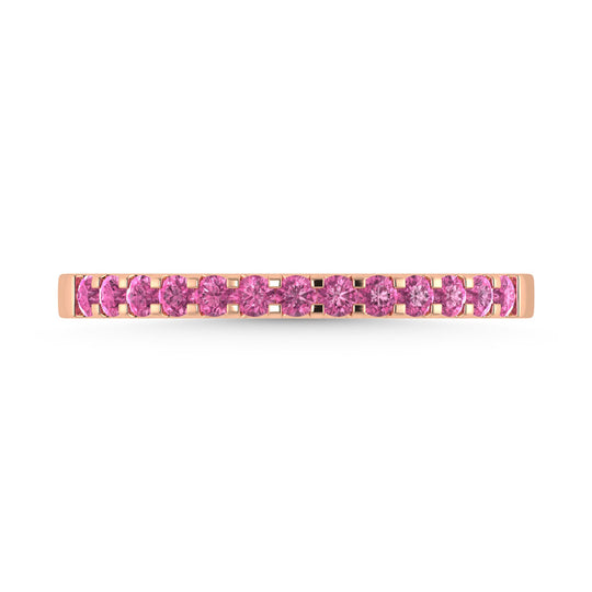 Banda de M√°quina con Diamantes y Zafiro Rosa de 1/4 qt en Oro Rosa de 14k