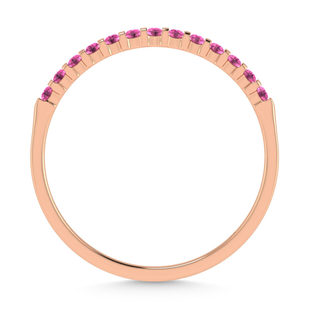 Banda de M√°quina con Diamantes y Zafiro Rosa de 1/4 qt en Oro Rosa de 14k