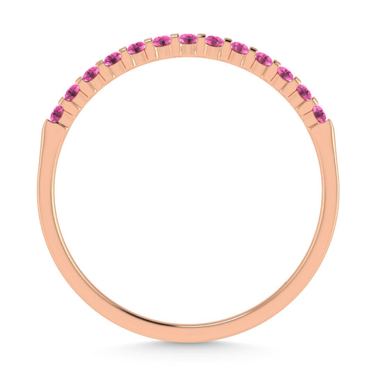 Banda de M√°quina con Diamantes y Zafiro Rosa de 1/4 qt en Oro Rosa de 14k