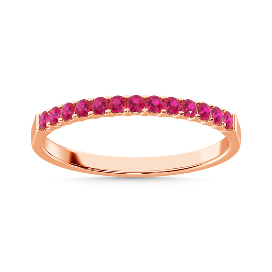 Alianza de Boda para Mujer en Oro de 14k con Zafiro Rosado de 1/4 qt