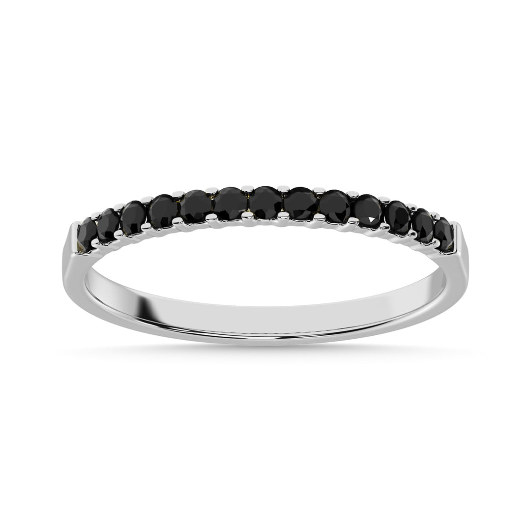 Banda de M√°quina de Diamante Negro en Oro Blanco de 14k de 1/5 qt