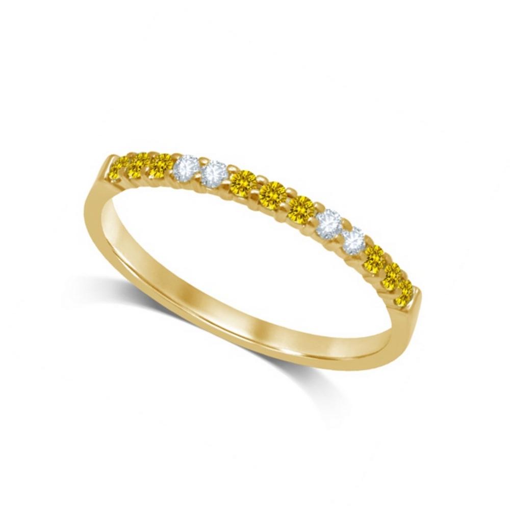 Banda de M√°quina con Diamantes y Zafiro Amarillo de 1/3 qt en Oro Amarillo de 14k