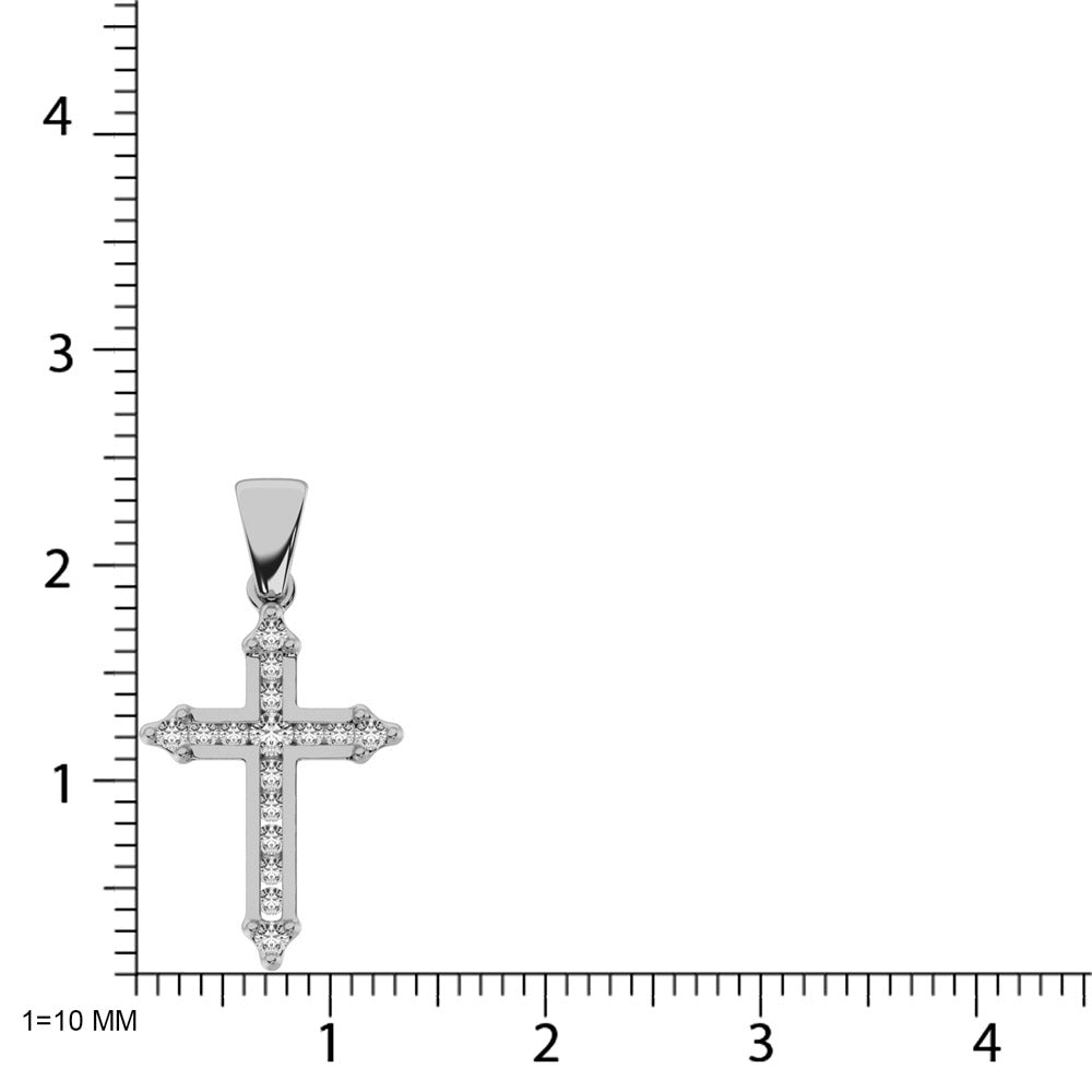 Oro blanco de 10 quilates de 1/5 quilates total. Colgante de cruz de diamantes