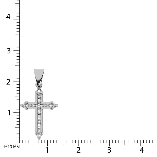 Oro blanco de 10 quilates de 1/5 quilates total. Colgante de cruz de diamantes