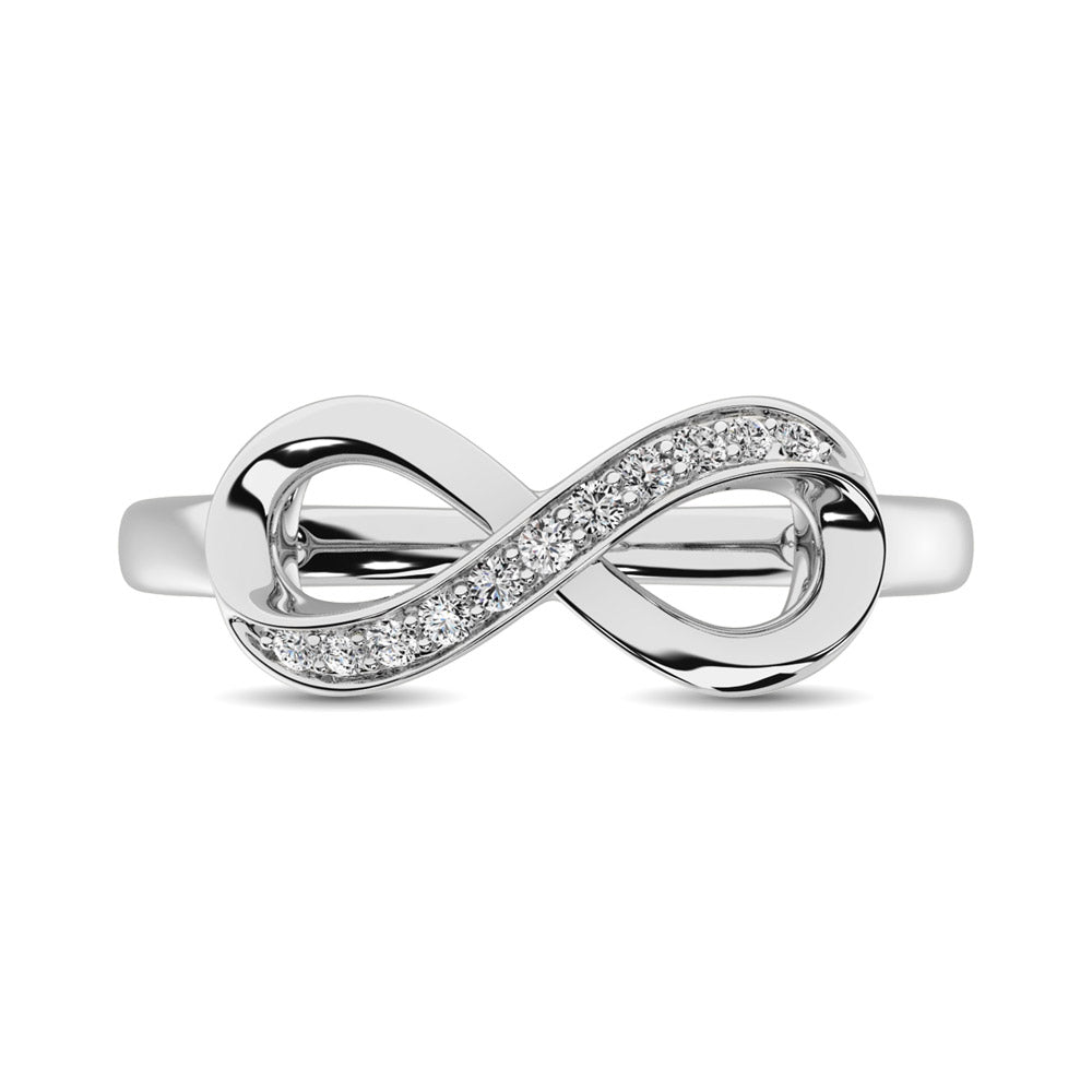 Oro blanco de 10 quilates de 1/10 qt.Tw. Anillo infinito de diamantes