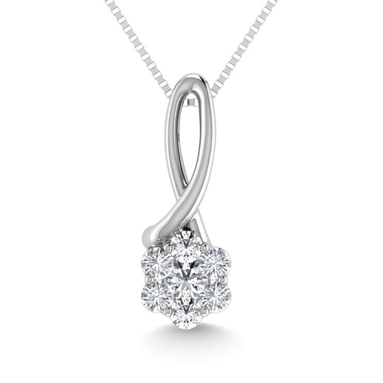 Diamante 1/6 Ct.Tw. Colgante en racimo en oro blanco de 10 quilates