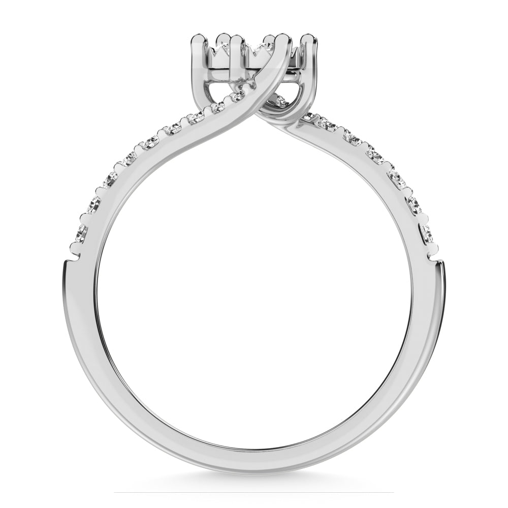 Oro blanco de 14 quilates de 1/4 qt.Tw. Anillo de moda de diamantes