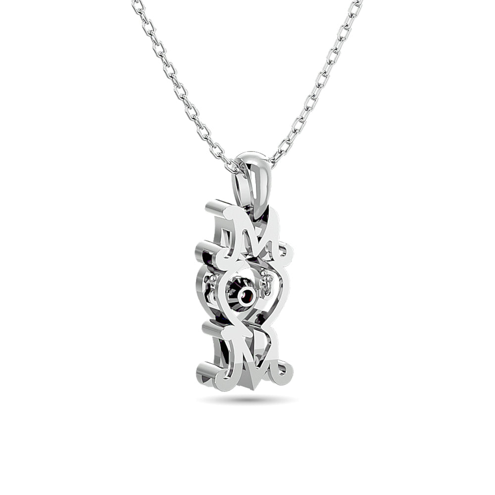 Colgante MOM con diamantes brillantes de 1/50 ct de peso total en plata de ley