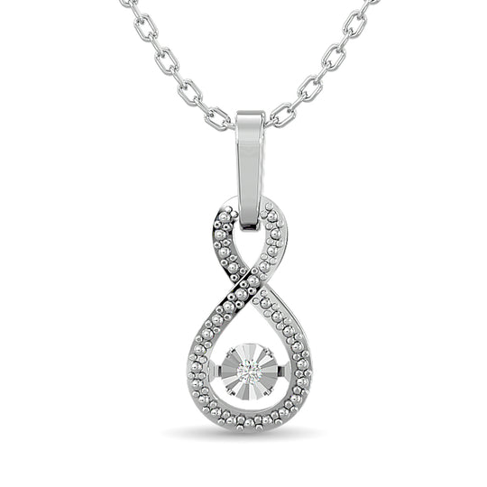 Colgante infinito con diamantes brillantes de 1/50 ct total en plata de ley