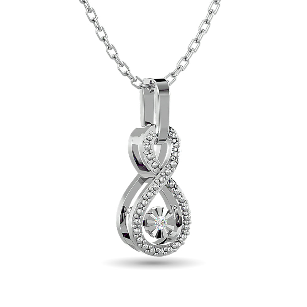 Colgante infinito con diamantes brillantes de 1/50 ct total en plata de ley