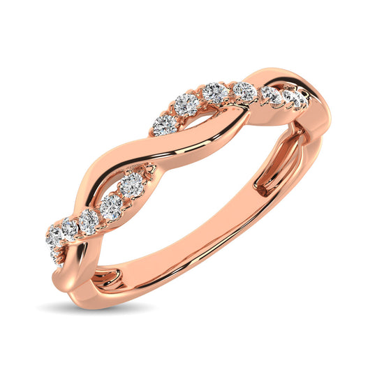 Alianza de Boda con Diamantes de 1/20 qt en Oro Rosa de 14k