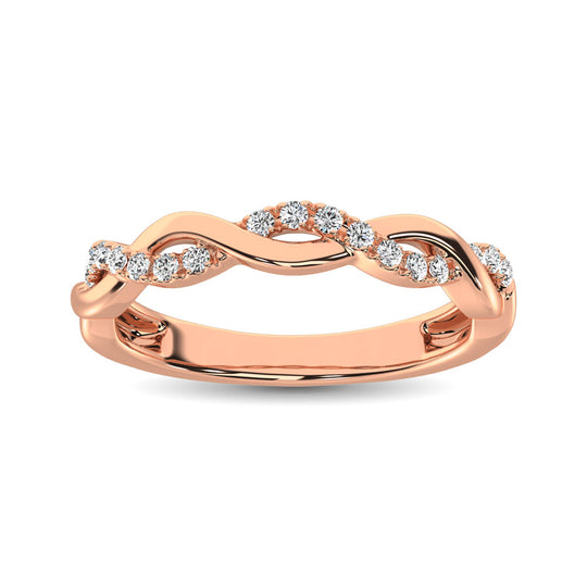 Alianza de Boda con Diamantes de 1/20 qt en Oro Rosa de 14k