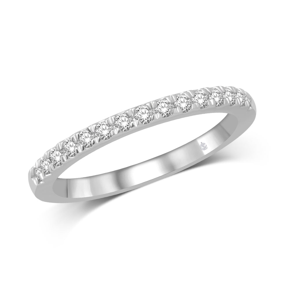 Alianza de Boda en Oro Blanco de 14k con Diamantes de 1/5 qt