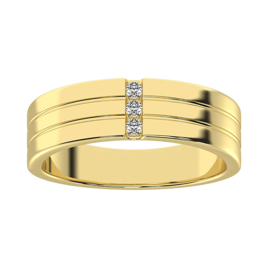 Diamante 1/10 Ct.Tw. Banda a m√°quina para hombre en oro amarillo de 10 quilates