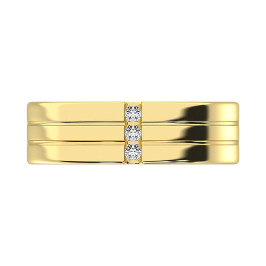 Diamante 1/10 Ct.Tw. Banda a m√°quina para hombre en oro amarillo de 10 quilates