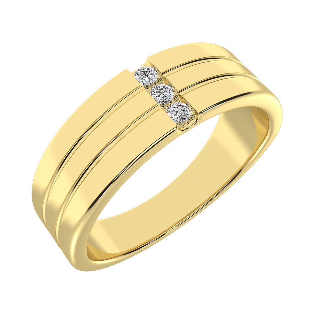 Diamante 1/10 Ct.Tw. Banda a m√°quina para hombre en oro amarillo de 10 quilates