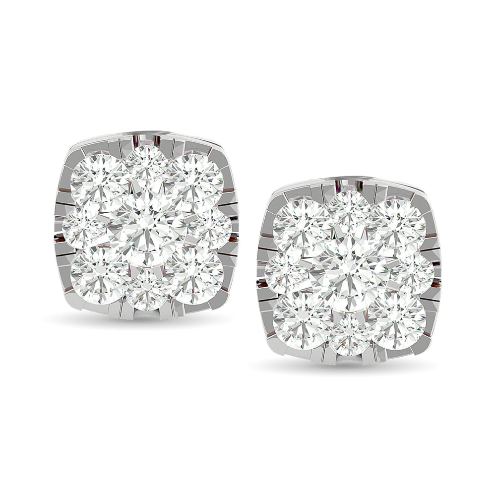 Diamante 3/8 Ct.Tw. Aretes de moda en oro blanco de 14 k