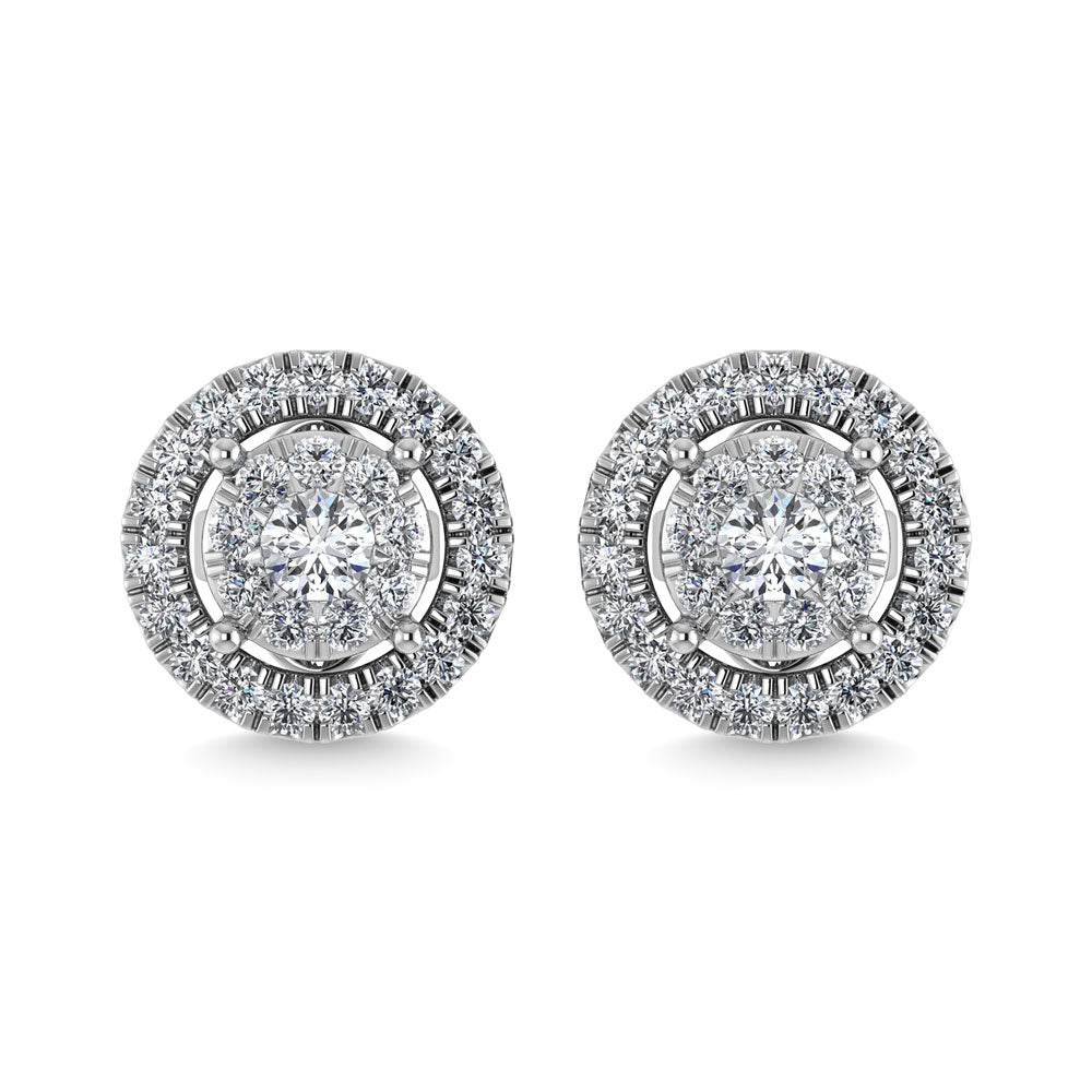 Oro blanco de 14 quilates de 2/5 quilates total. Aretes de diamantes