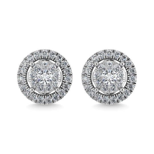 Oro blanco de 14 quilates de 2/5 quilates total. Aretes de diamantes