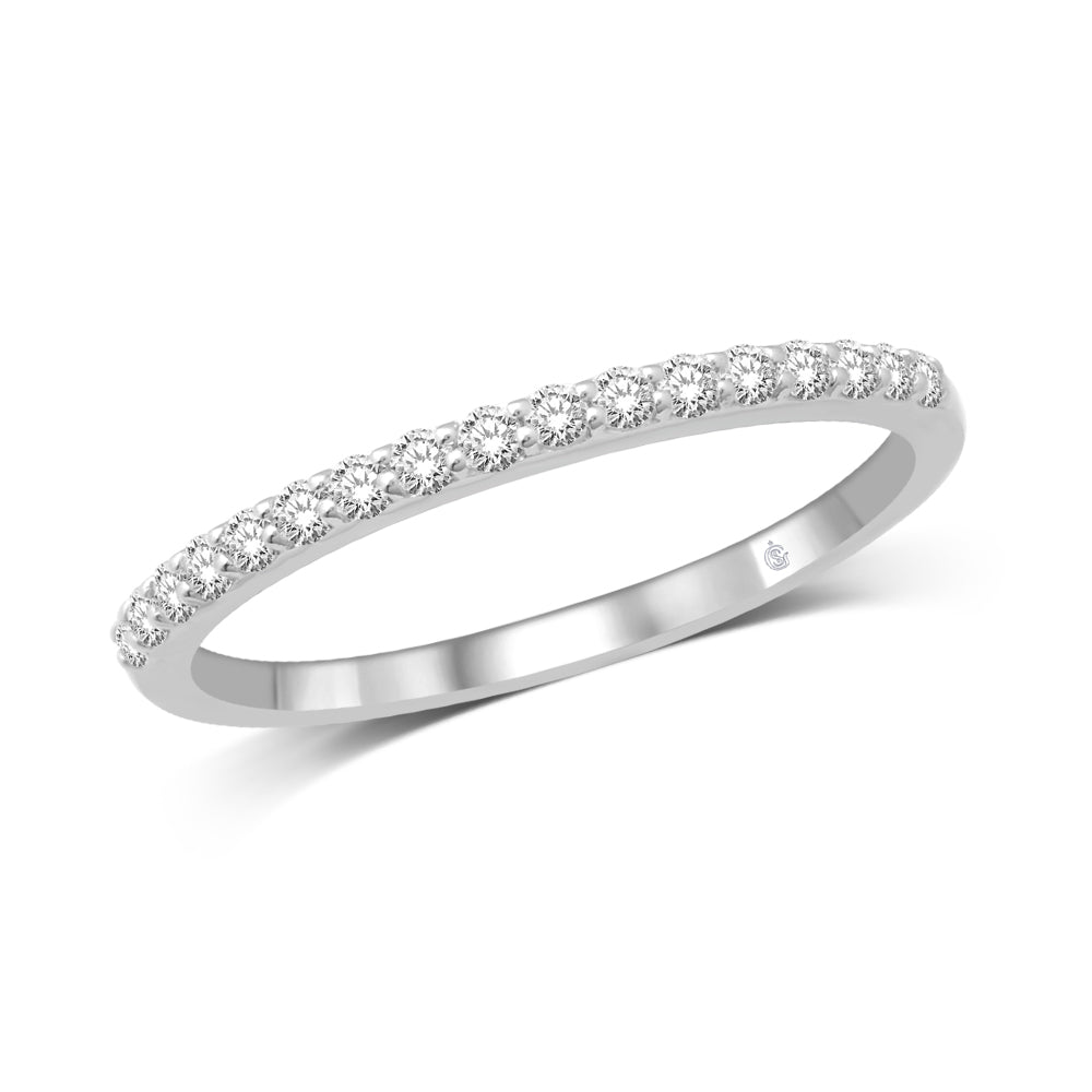 Alianza de Boda con Diamantes de 1/4 qt en Oro Blanco de 14k