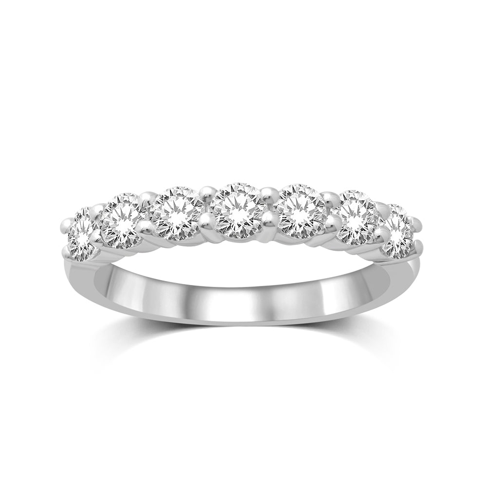 Alianza de Boda de Oro Blanco en 14k con Diamantes de 3/4 qt