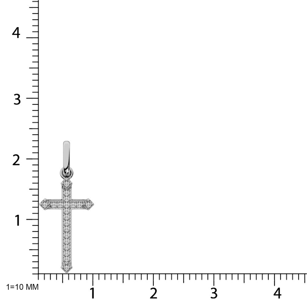 Colgante de cruz de oro blanco de 10 quilates con diamantes de 1/20 quilates totales