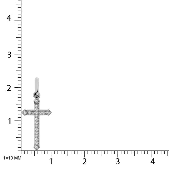 Colgante de cruz de oro blanco de 10 quilates con diamantes de 1/20 quilates totales