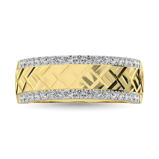 Banda para Hombre con Diamantes de 1/2 qt en Oro Bicolor de 14k