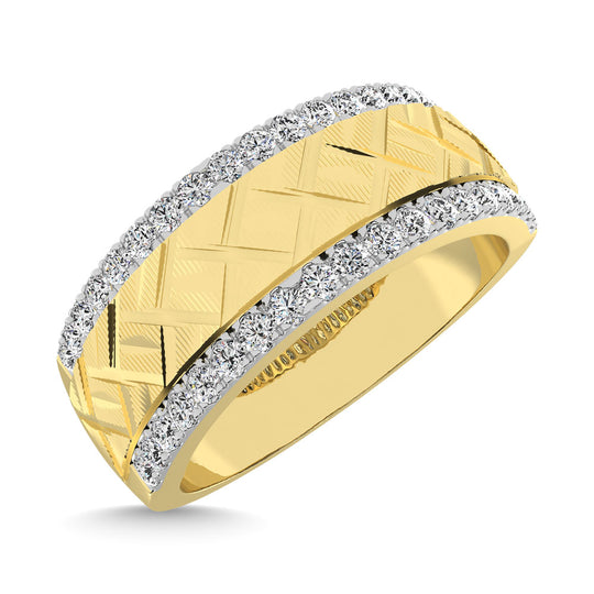 Banda para Hombre con Diamantes de 1/2 qt en Oro Bicolor de 14k