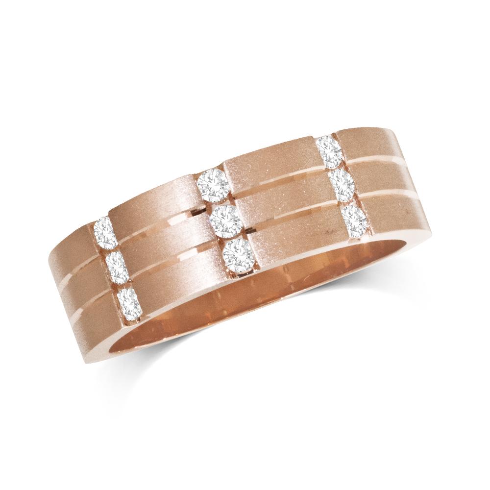 Banda para Hombre con Diamantes de 1/3 qt en Oro Rosa de 14k