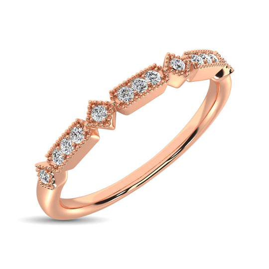 Anillo Apilable en Oro Rosa de 14k con Diamantes de 1/20 qt