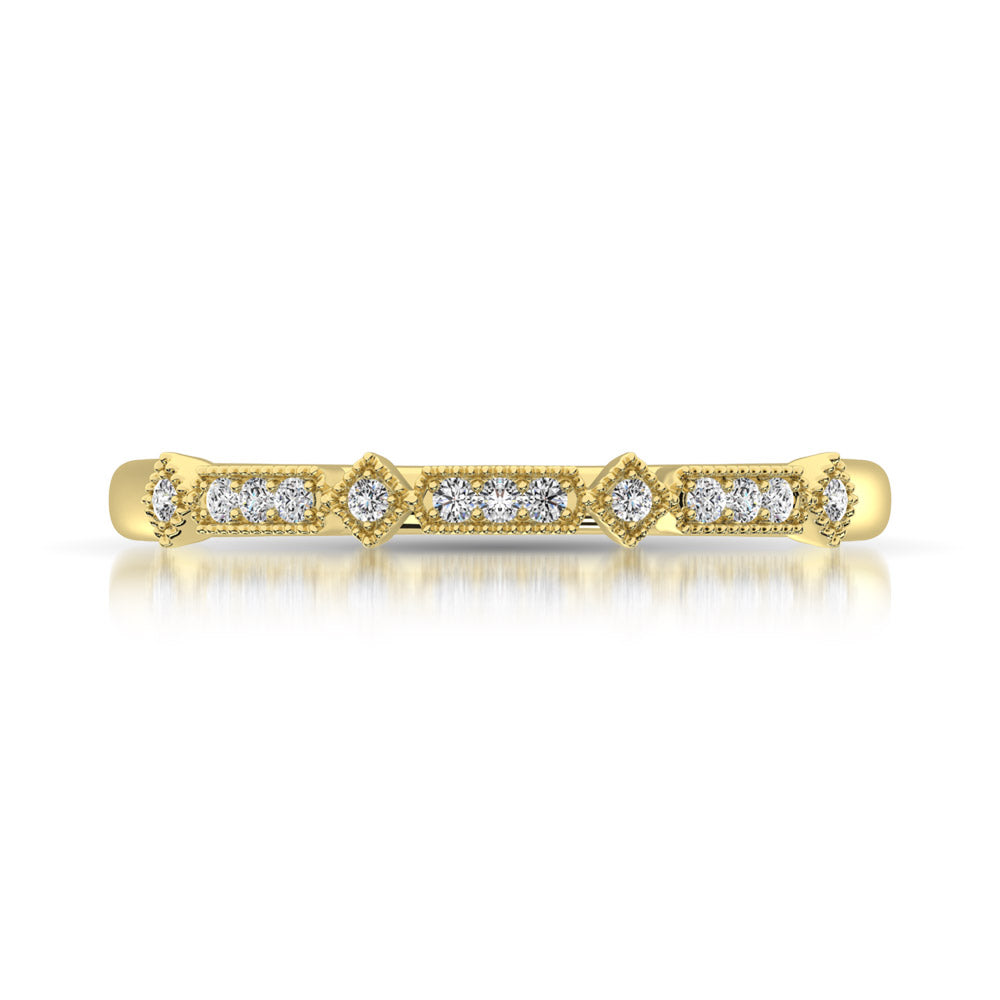 Banda Apilable en Oro Amarillo de 14k con Diamantes de 1/20qt