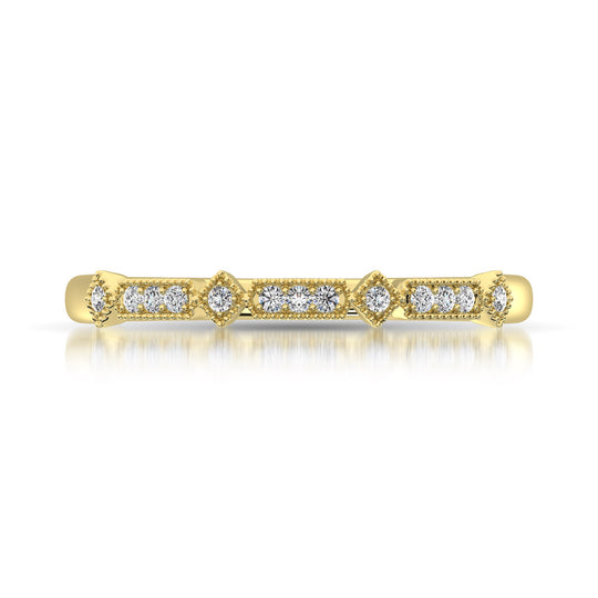 Banda Apilable en Oro Amarillo de 14k con Diamantes de 1/20qt