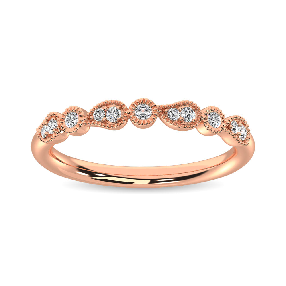 Banda Apilable de Diamantes de 1/10 qt en Oro Rosa de 14k