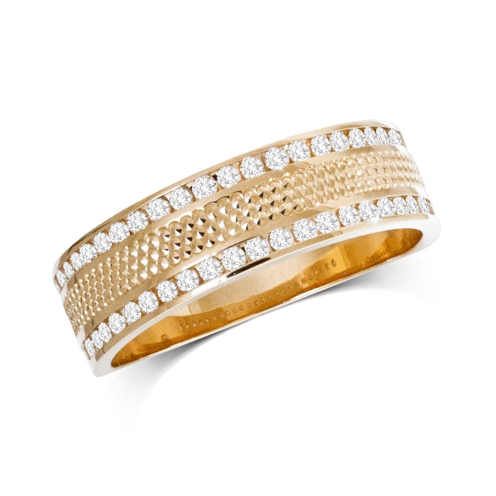 Banda para Hombre con Diamantes de 1/2qt en Oro Amarillo de 14k