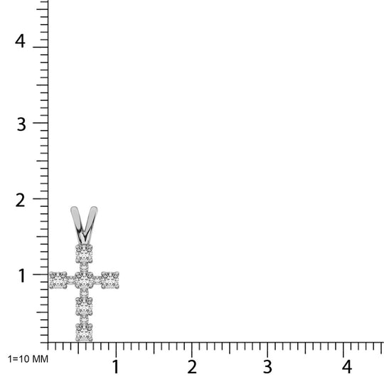 Colgante de cruz con diamantes de 1/4 qt. de oro blanco de 10 quilates