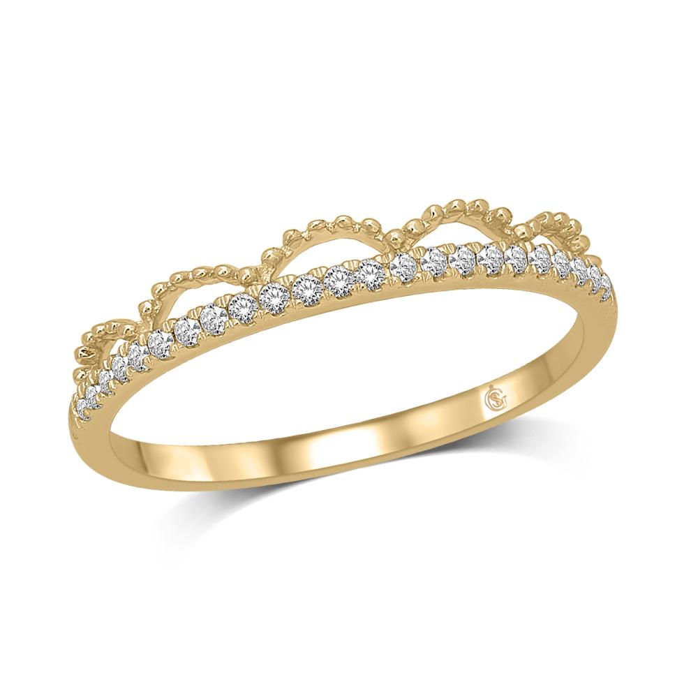 Banda Apilable en Oro Amarillo de 14k con Diamantes de 1/10 qt