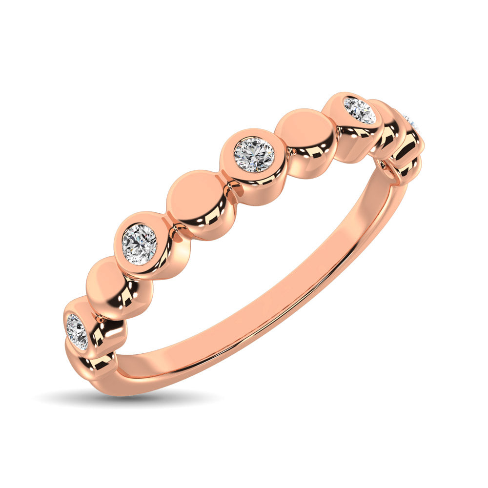 Anillo Apilable de Oro Rosa de 14k con Diamantes de 1/20 qt