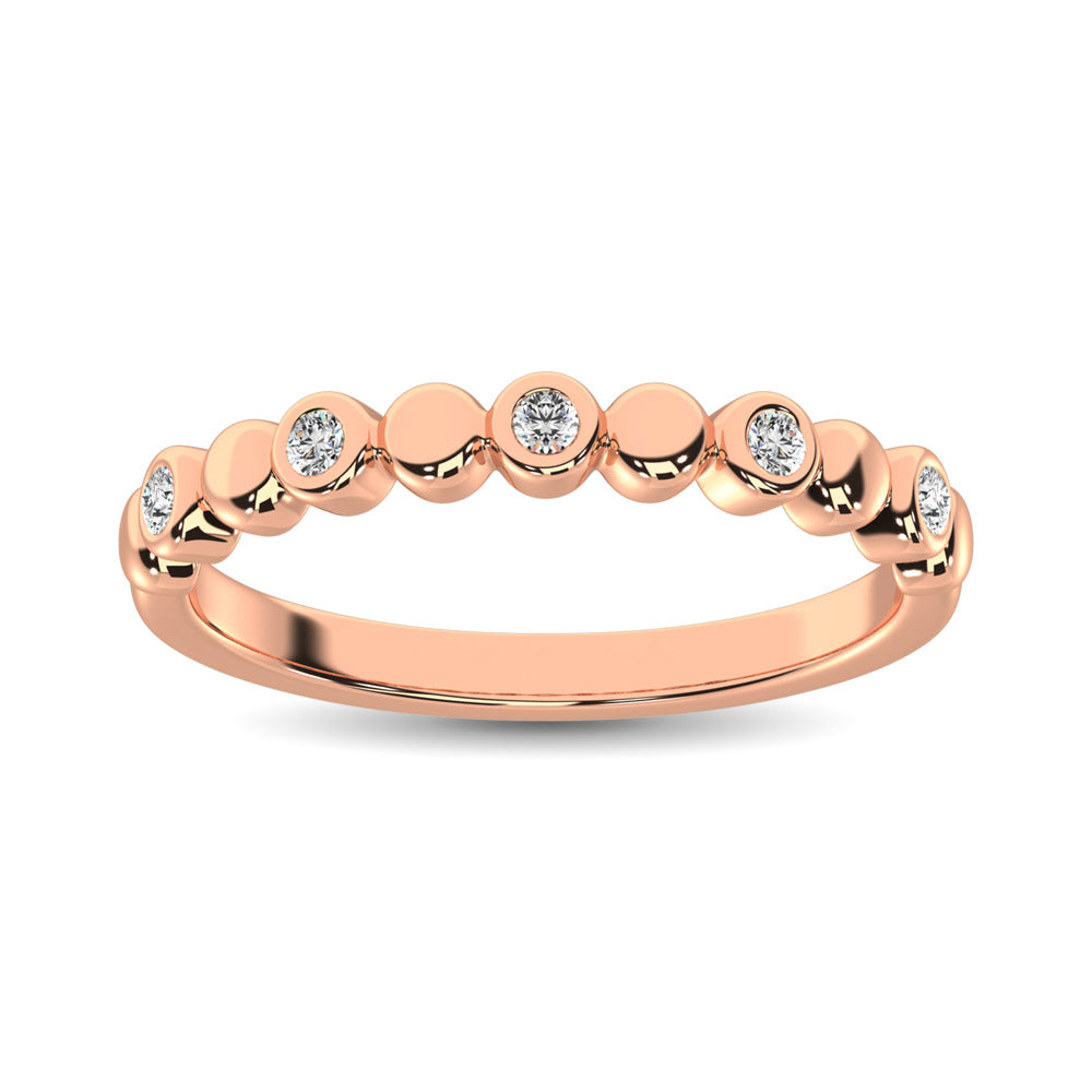 Anillo Apilable de Oro Rosa de 14k con Diamantes de 1/20 qt