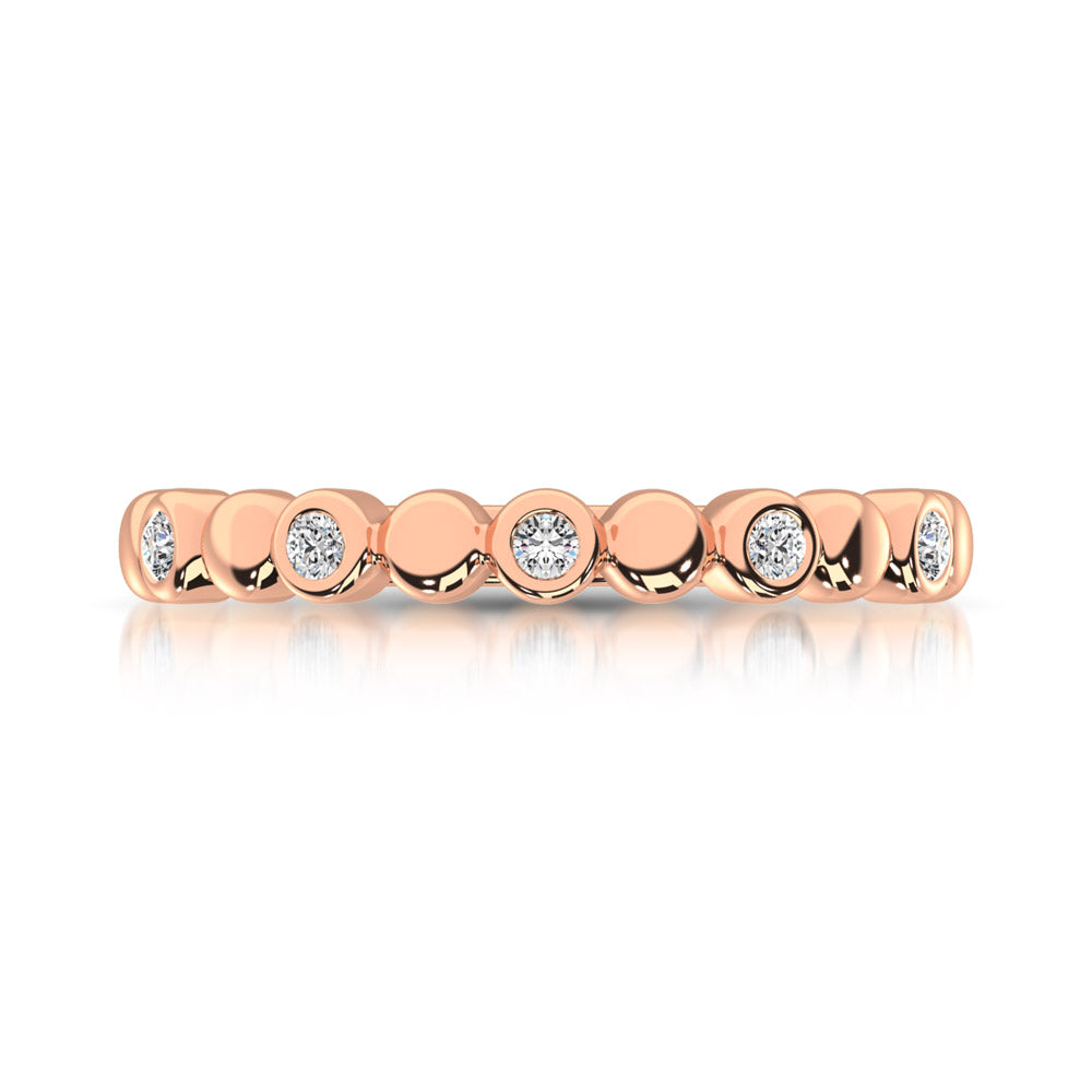 Anillo Apilable de Oro Rosa de 14k con Diamantes de 1/20 qt