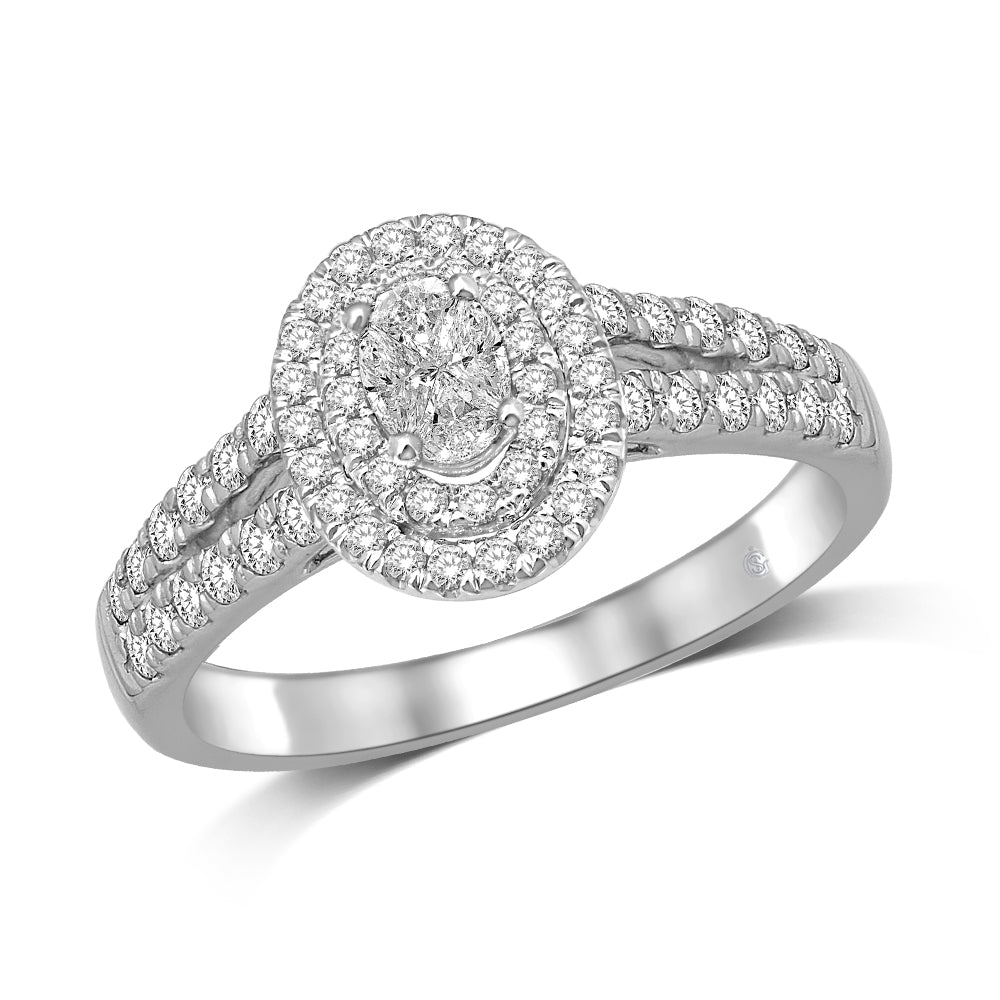 Anillo de Compromiso Lovecuts k con diamantes de 5/8 qt en Oro Blanco de 14k