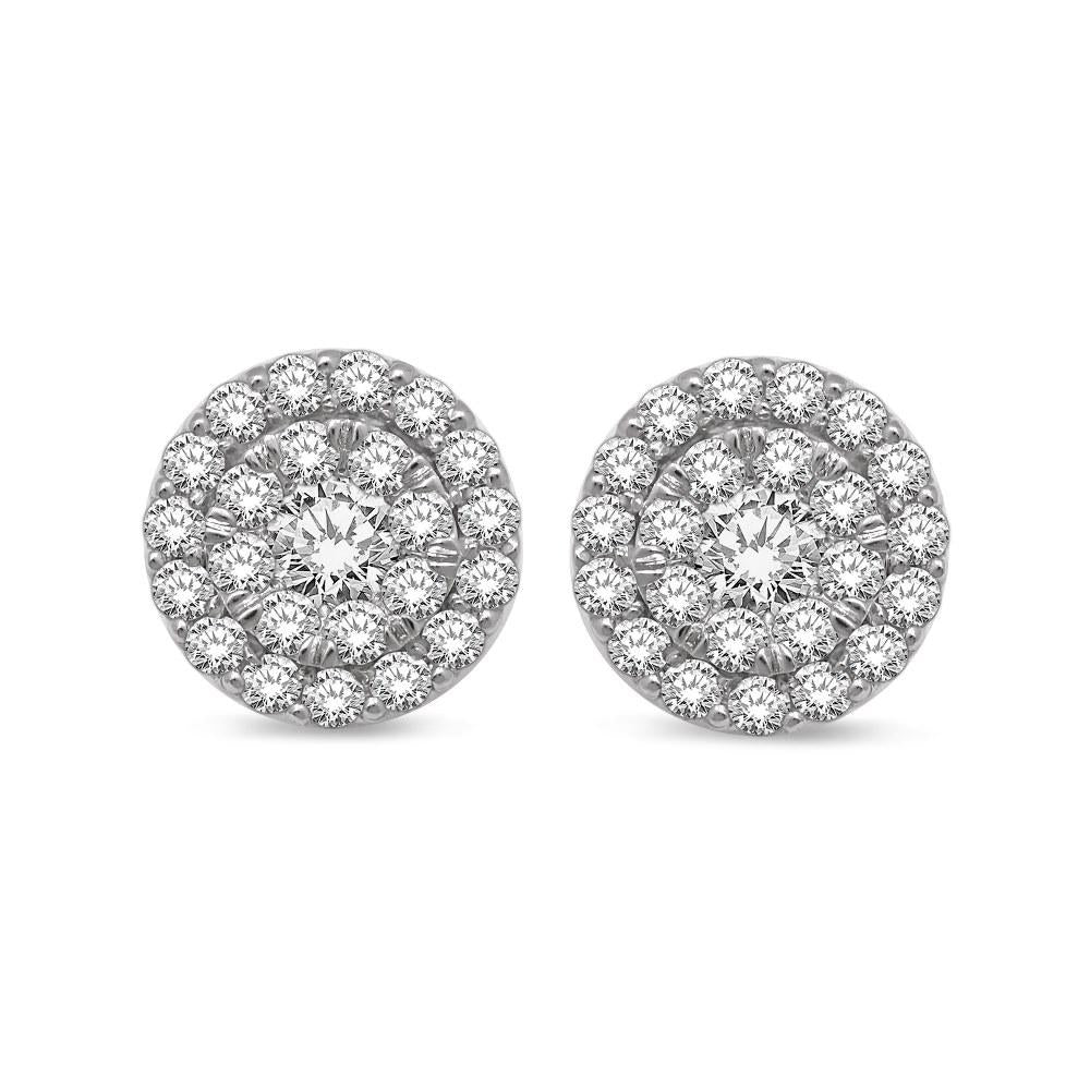 Pendientes de moda con diamantes invisibles de 1 quilates en oro blanco de 14 quilates