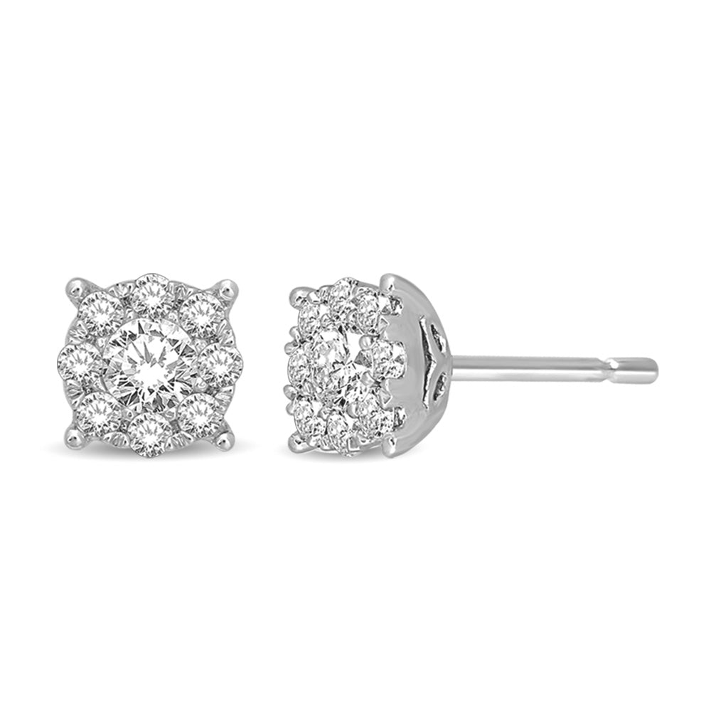 Aretes Colgantes de Diamantes de 1/2 qt en Oro Blanco de 14k