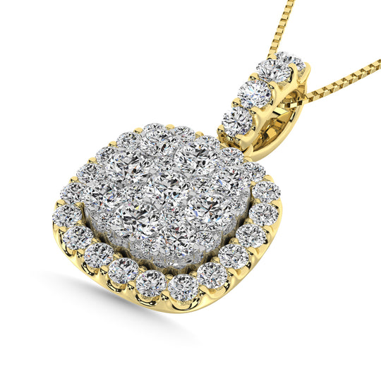 Diamante de 1 qt.Tw. Colgante de moda con flor central con toque de oro blanco en oro amarillo de 10 quilates