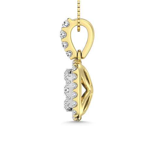 Diamante de 1 qt.Tw. Colgante de moda con flor central con toque de oro blanco en oro amarillo de 10 quilates