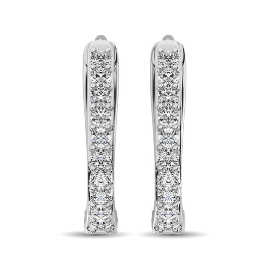 Diamante 1/5 Ct.Tw. Aretes de aro en oro blanco de 10 quilates